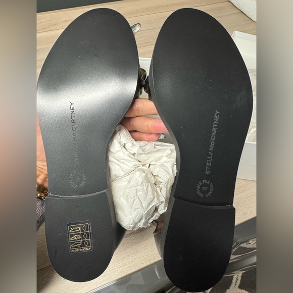 Stella McCartney Black Sandals with Gold and Silver Chains - Picture 8 of 11